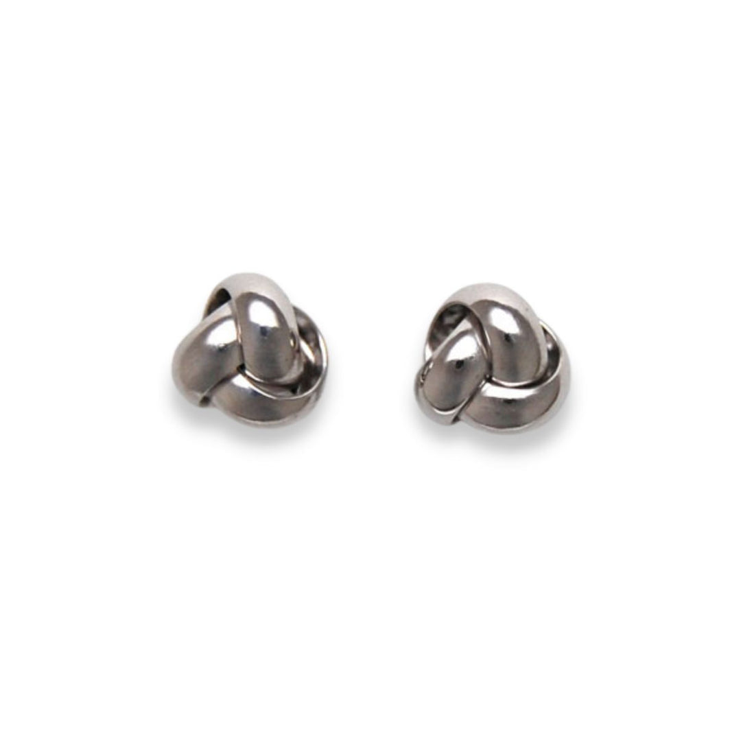 8.5mm Love Knot 14KW Earrings