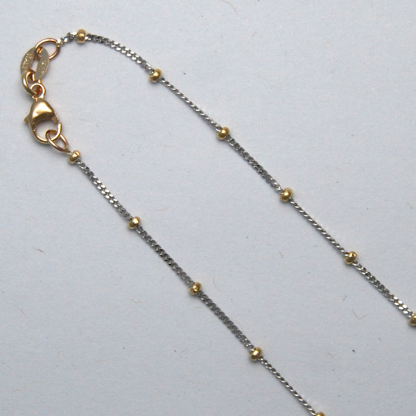 Two-Tone Beaded 16" 14K Gold Curb Chain