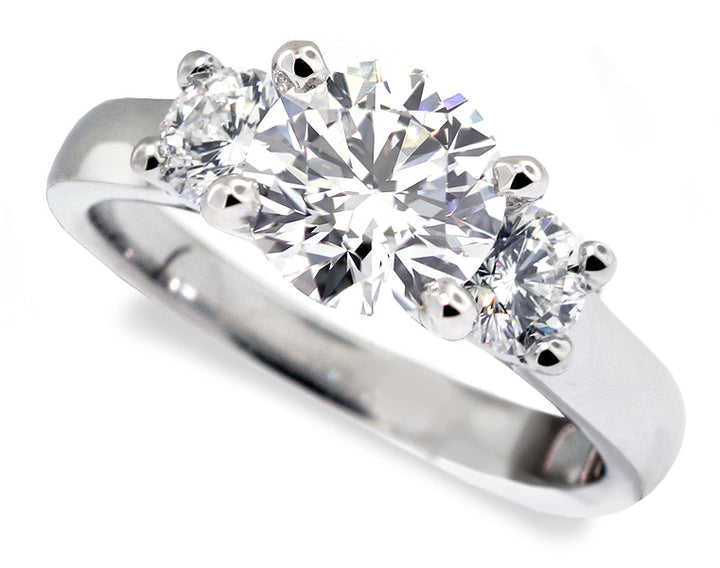 "Arista" Three-Stone 0.53 Carat Diamond Platinum Four-Prong Engagement Setting