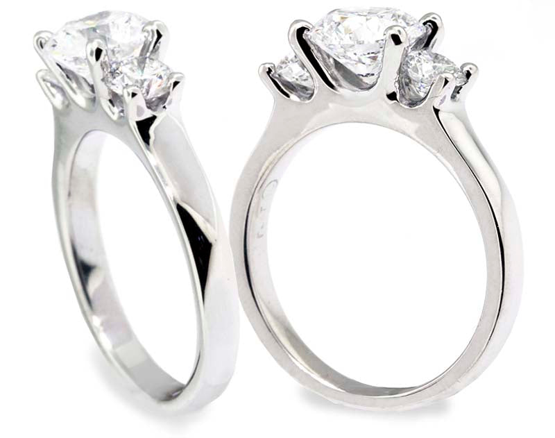 "Arista" Three-Stone 0.53 Carat Diamond Platinum Four-Prong Engagement Setting