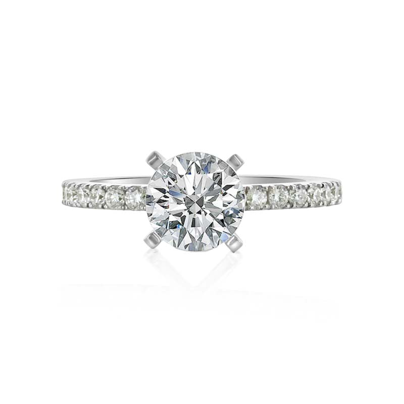 Platinum Prong Set Diamond Micro Pave Single Row Engagement Setting