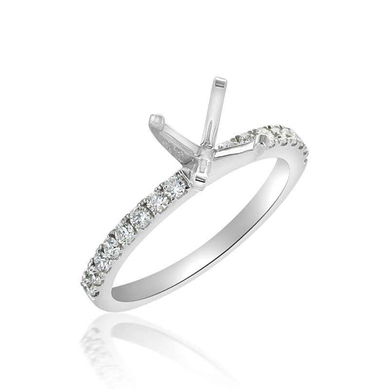 Platinum Prong Set Diamond Micro Pave Single Row Engagement Setting