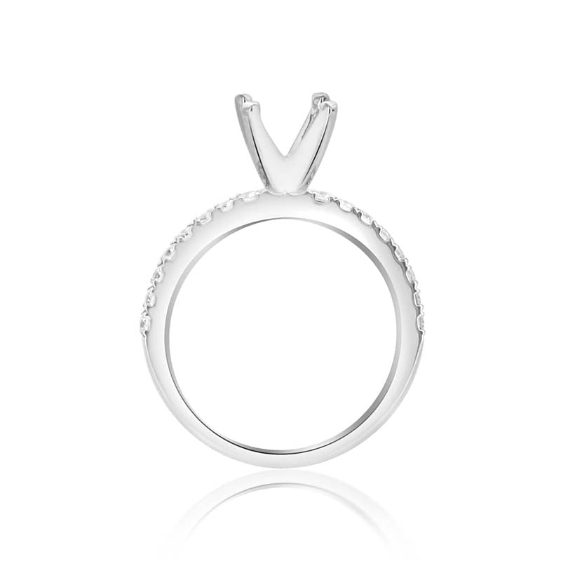 Platinum Prong Set Diamond Micro Pave Single Row Engagement Setting