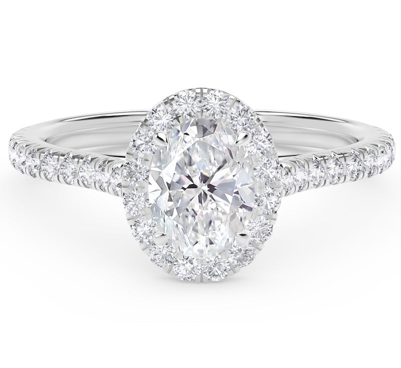 Modern 0.37 Carat Diamond Platinum Oval Halo Engagement Setting