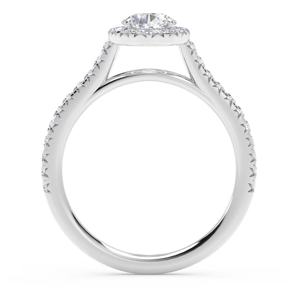 Modern 0.37 Carat Diamond Platinum Oval Halo Engagement Setting