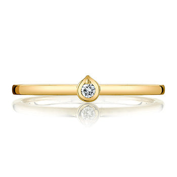 18K Yellow Gold Teardrop Design Diamond Ring