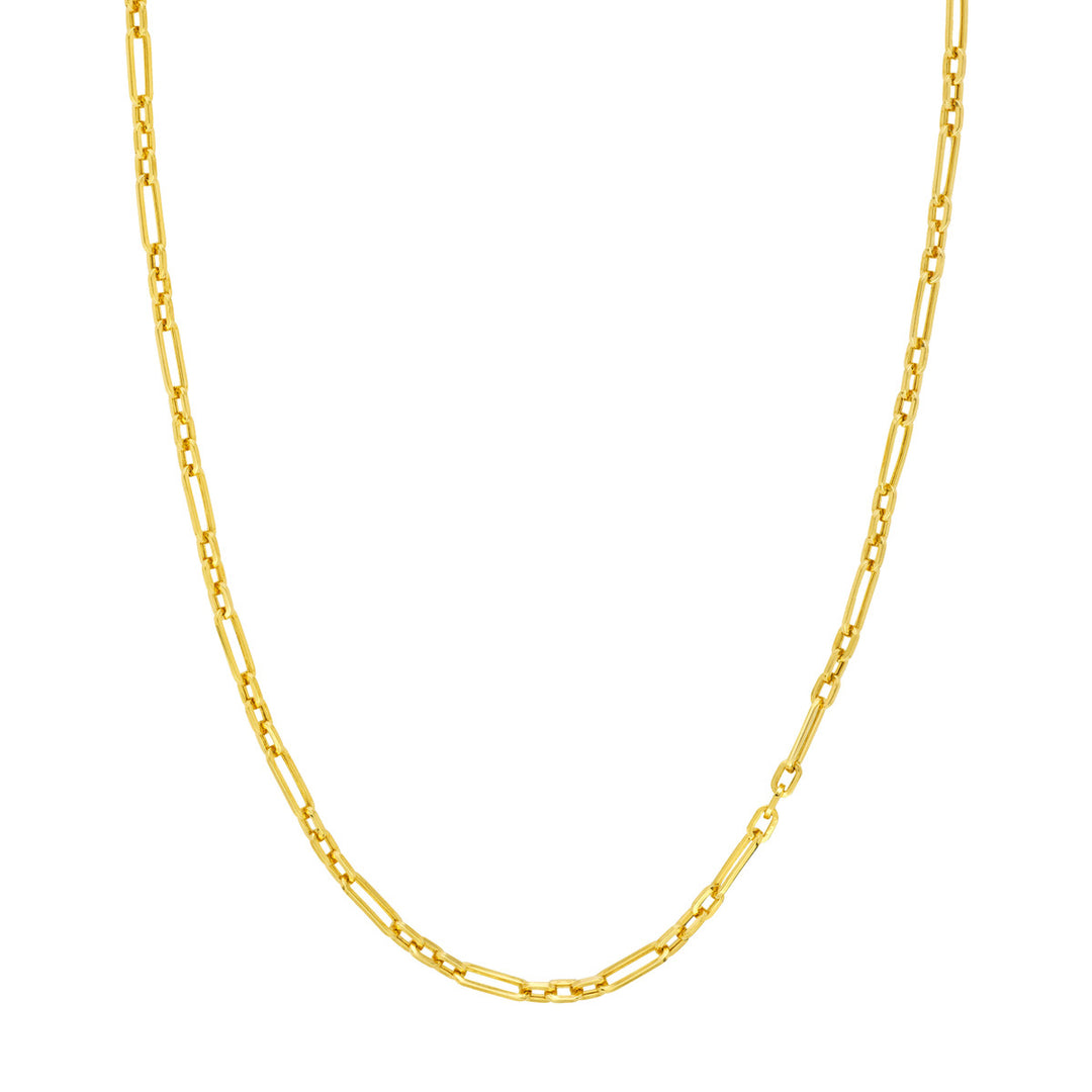 Three-to-One Design 14K Yellow Gold Hollow Paperclip Chain