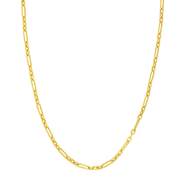 Three-to-One Design 14K Yellow Gold Hollow Paperclip Chain
