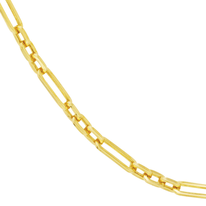 Three-to-One Design 14K Yellow Gold Hollow Paperclip Chain