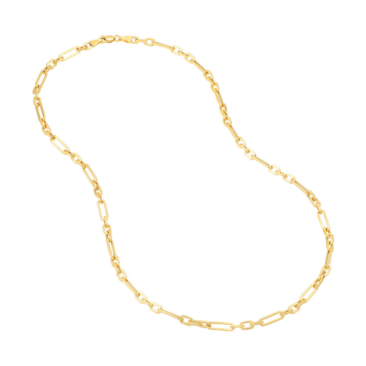 Three-to-One Design 14K Yellow Gold Hollow Paperclip Chain
