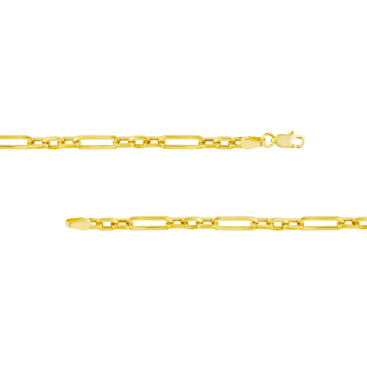 Three-to-One Design 14K Yellow Gold Hollow Paperclip Chain