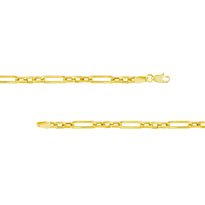 Three-to-One Design 14K Yellow Gold Hollow Paperclip Chain