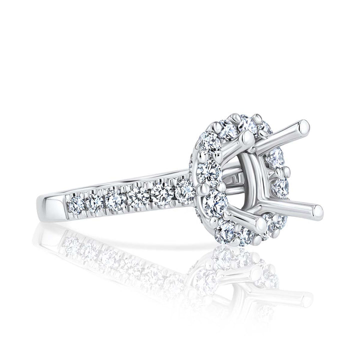 Enchanted Diamond Halo 18K White Gold Engagement Ring Setting