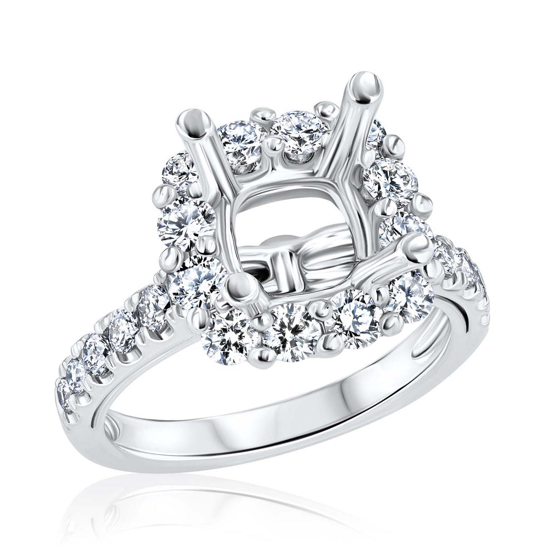 Enchanted Diamond Halo 18K White Gold Engagement Ring Setting