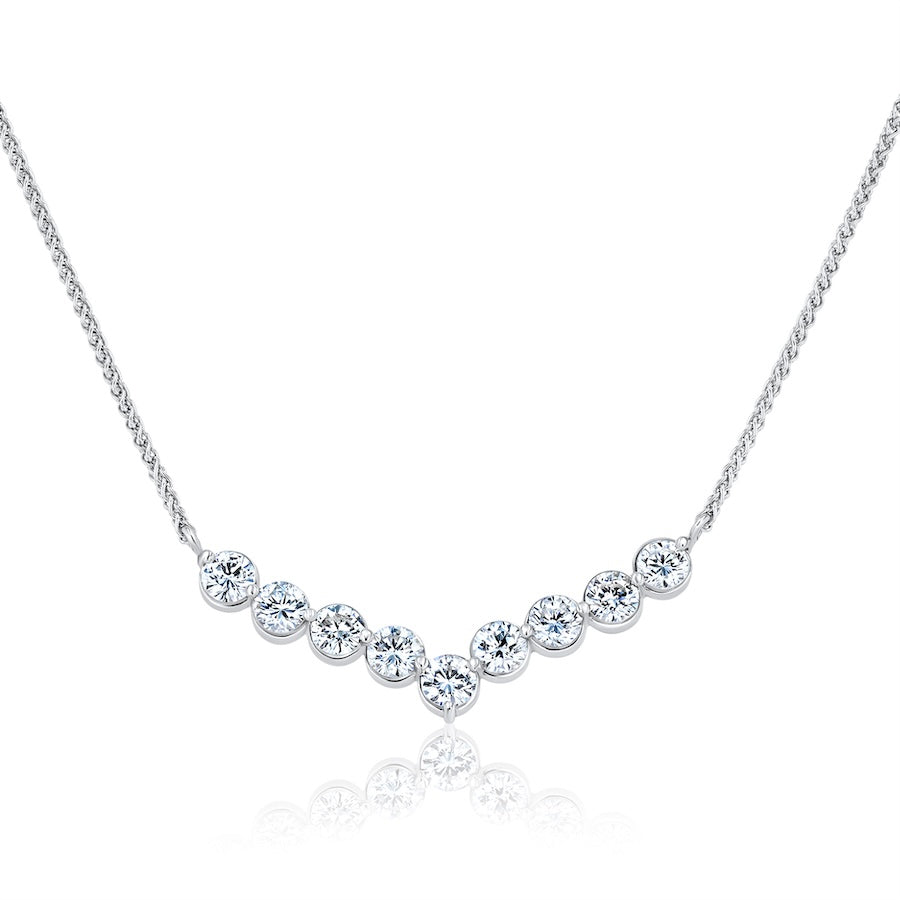 Nine-Stone 'V' Floating Diamond 14KW Necklace