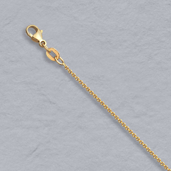 18" Round Cable 1.0mm 14K Yellow Gold Chain