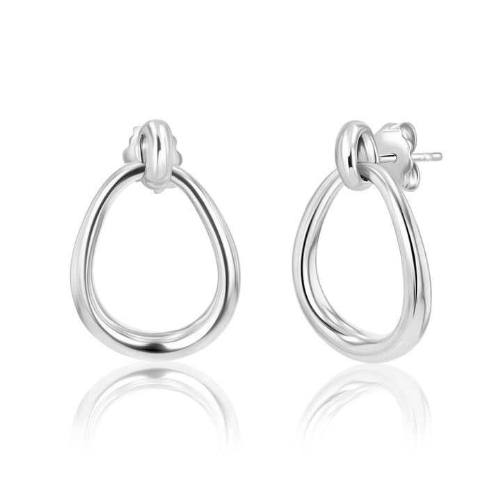 Open Pear-Shape Dangle Drop Sterling Silver Earrings