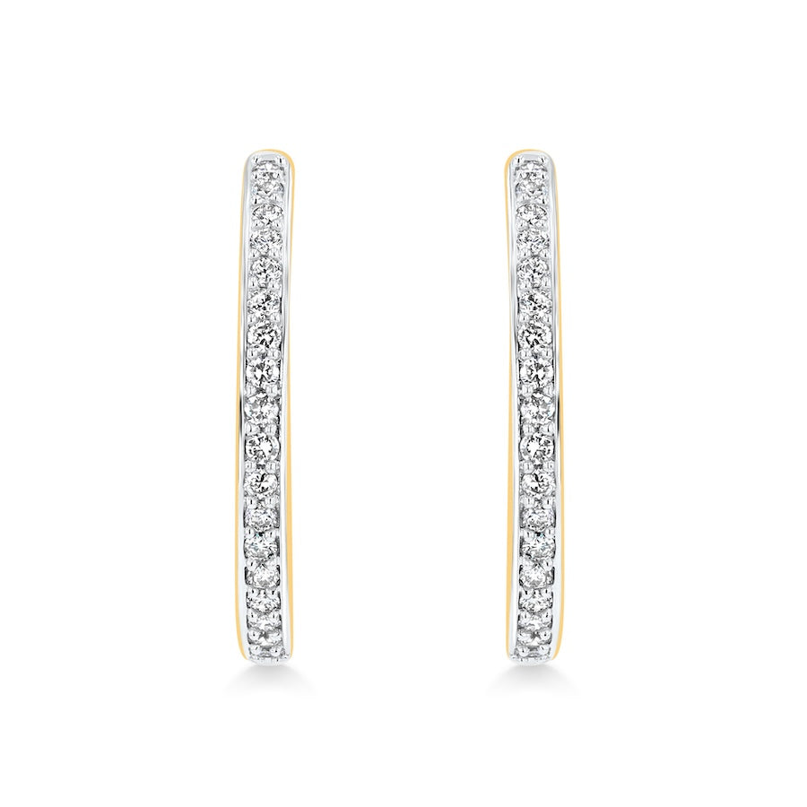 Hinged Inside-Out Diamond 10K Yellow Gold Hoop Earrings