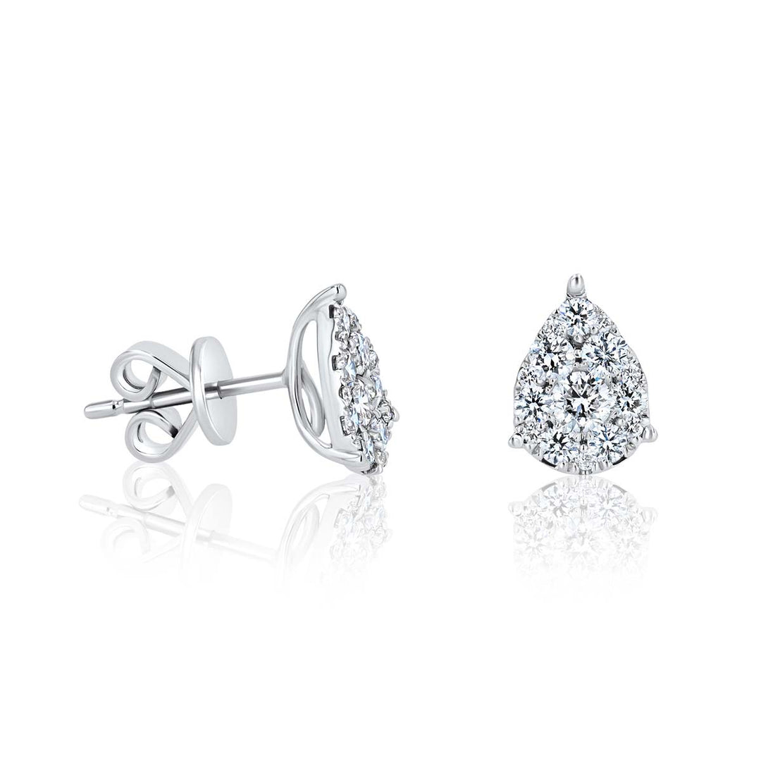 Pear-Shape Design Diamond Cluster Earrings