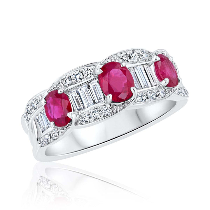 Oval Ruby & Diamond 18K White Gold Cocktail Ring