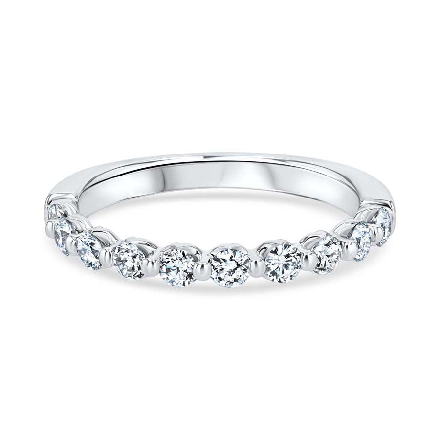 Floating 0.52 Carat Diamond Shared-Prong 18K White Gold Wedding Band