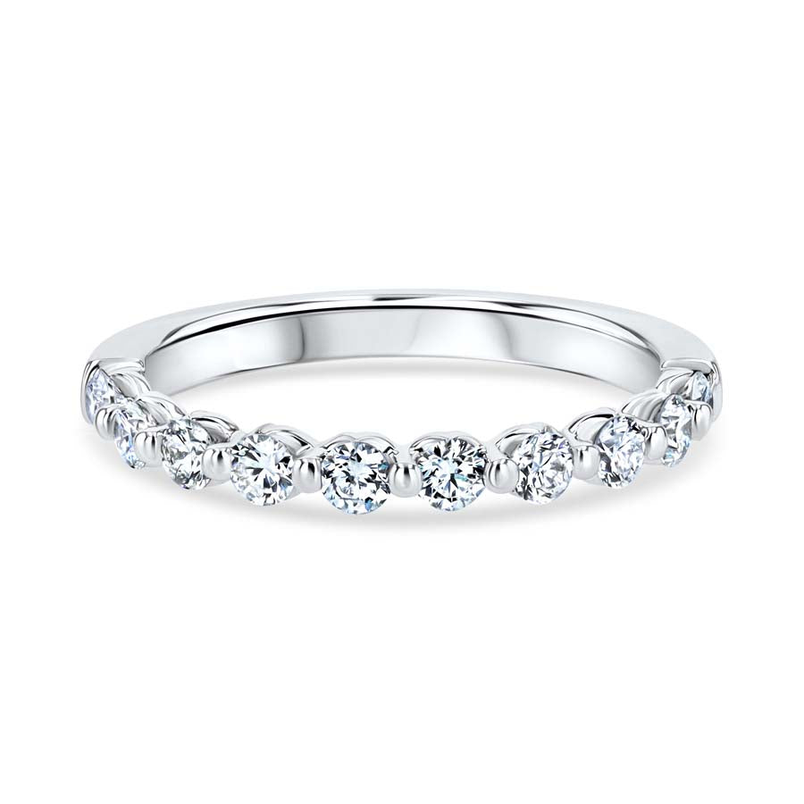 Floating 0.52 Carat Diamond Shared-Prong 18K White Gold Wedding Band