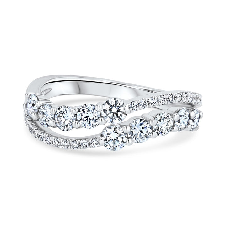 Celestial 0.97 Carat Diamond Double-Row Wave 18K White Gold Fashion Ring