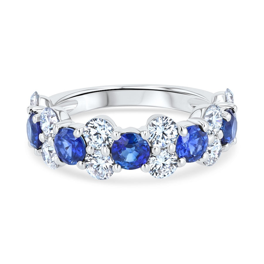 Cascading Sapphire & Diamond 18K White Gold Ring
