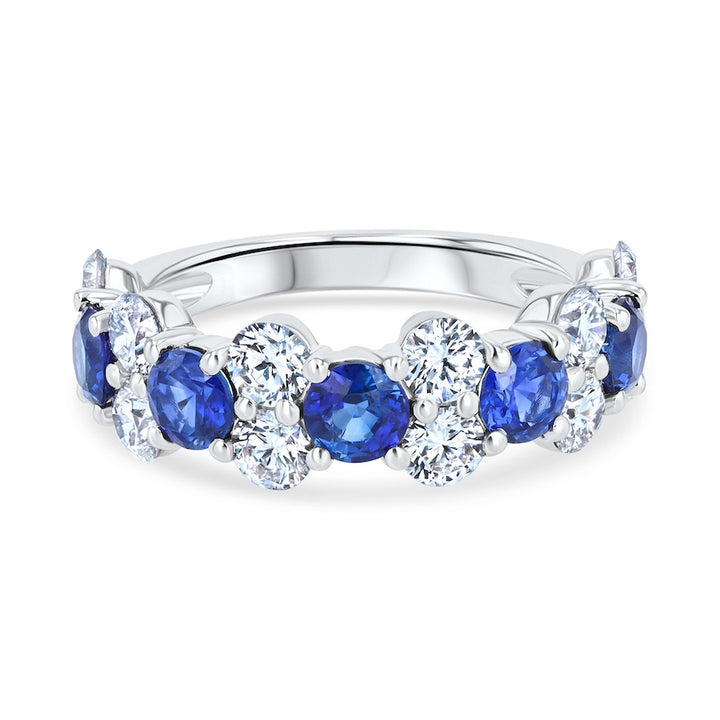 Cascading Sapphire & Diamond 18K White Gold Ring