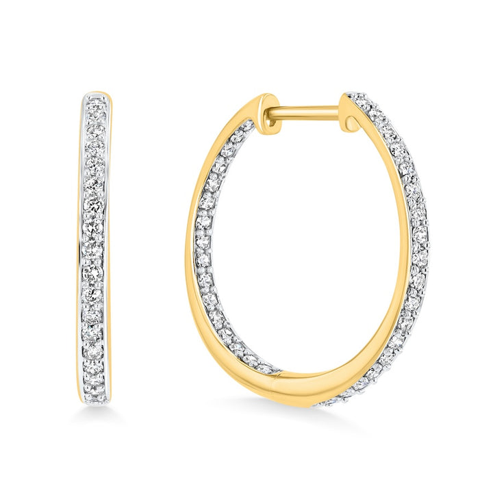 Hinged Inside-Out Diamond 10K Yellow Gold Hoop Earrings