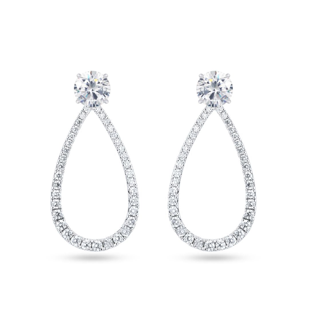 Open Teardrop Diamond Platinum Earring Jacket