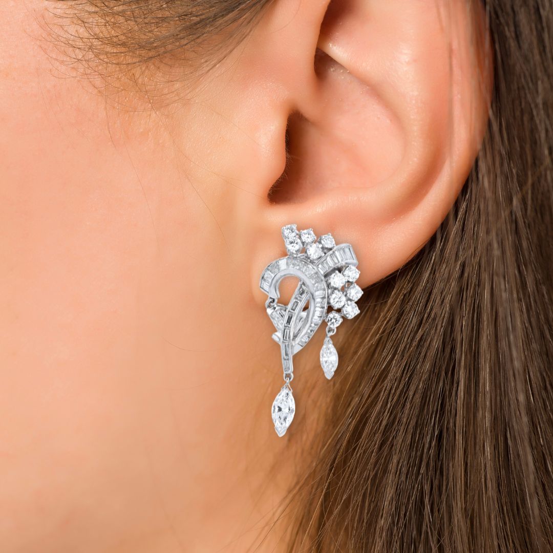 "Scarlett" Sculptural 2.60 Carat Multi-Diamond White Gold Drop Earrings