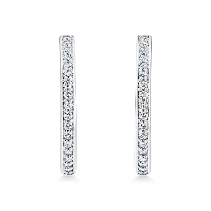 Inside-Out Bead Set Diamond 10K White Gold Hinged Hoop Earrings