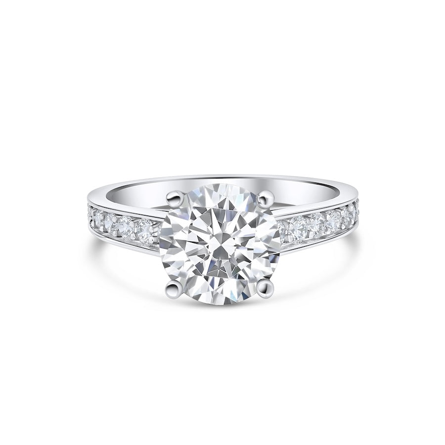 Classic 0.55 Carat Diamond Bead-Set Platinum Engagement Setting