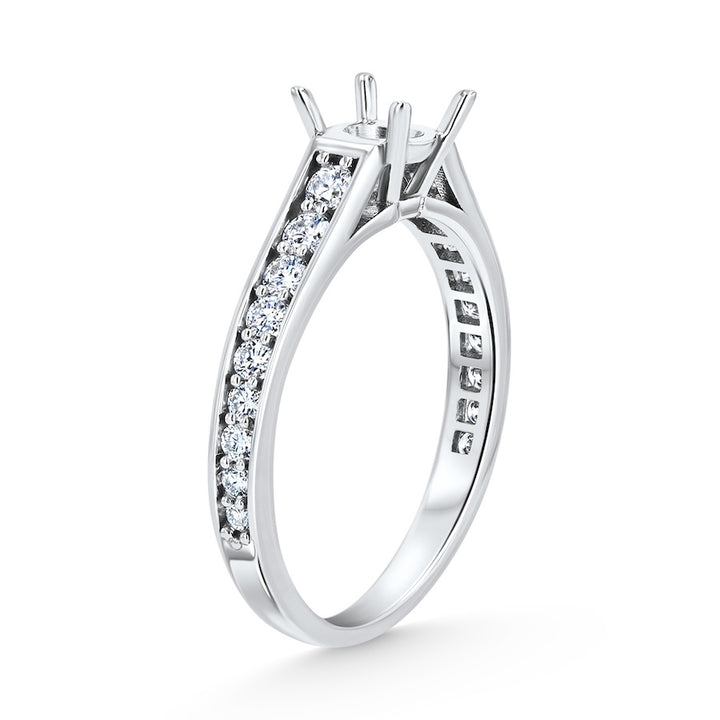 Classic 0.55 Carat Diamond Bead-Set Platinum Engagement Setting