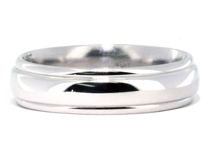 6mm Platinum High-Polish Ribbed Men's Wedding Band