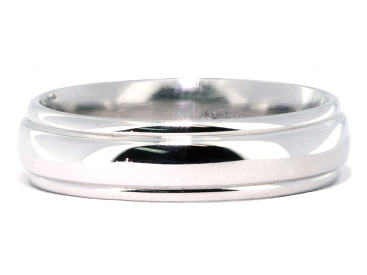 6mm Platinum High-Polish Ribbed Men's Wedding Band