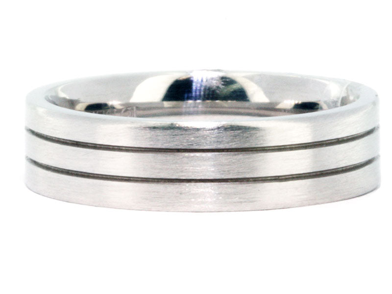 6mm Platinum Double-Line Men's Wedding Band