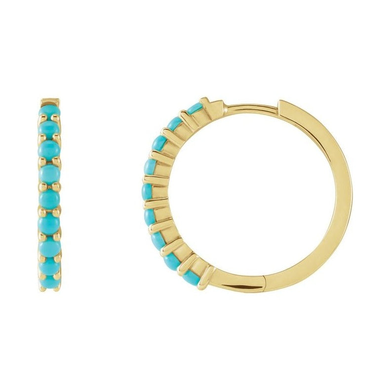 Cabochon Hinged Hoop Earrings
