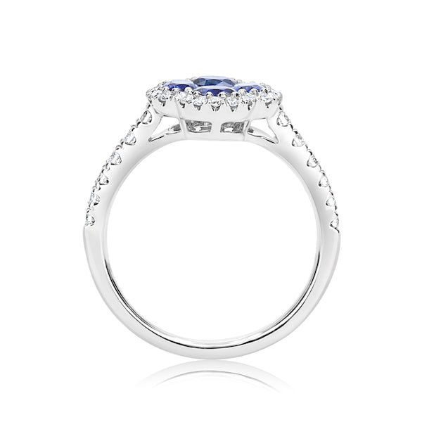 Sapphire and Diamond Ring 18K White Gold