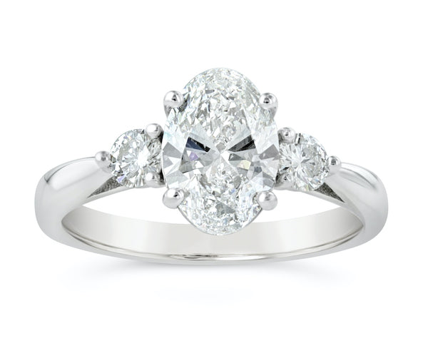 Platinum 1.50ct Oval Three-Stone Diamond Engagement Ring