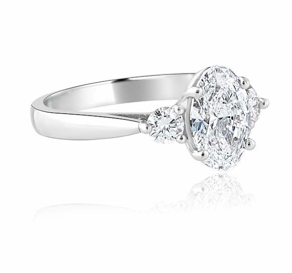 Platinum 1.50ct Oval Three-Stone Diamond Engagement Ring