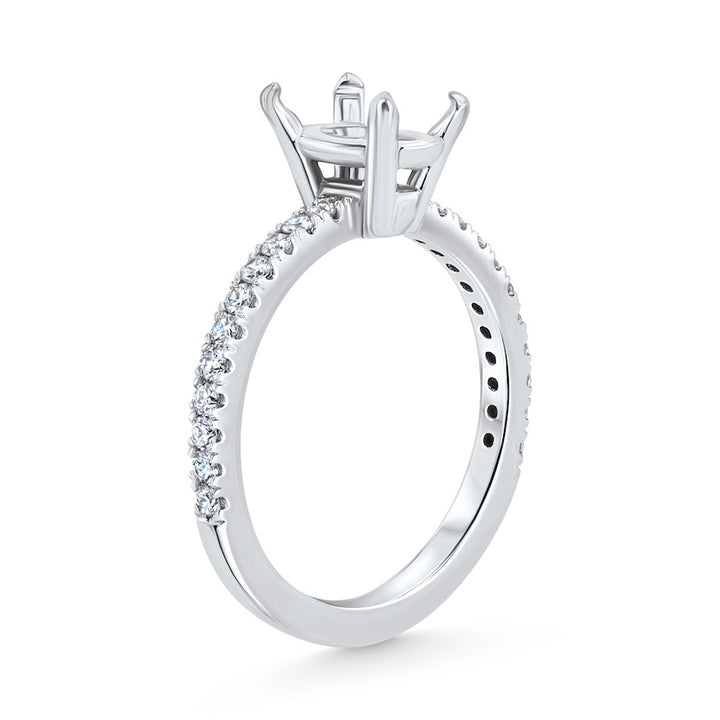 14K White Gold Oval Setting with Diamond Band