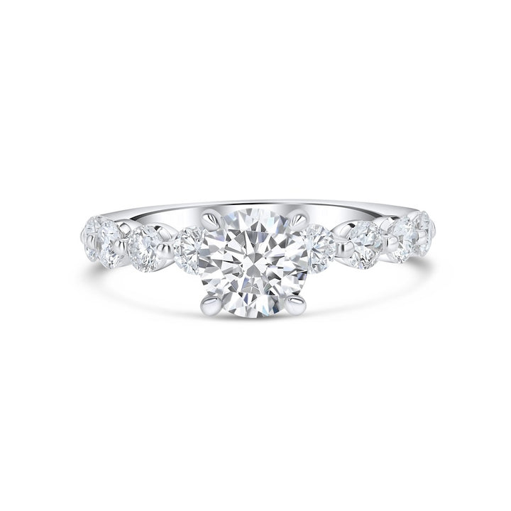 Floating 0.95 Carat Diamond 14K White Gold 1/2 Eternity Engagement Ring Setting