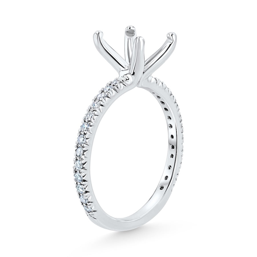 Pave 0.18 Carat Diamond Platinum Engagement Ring Setting