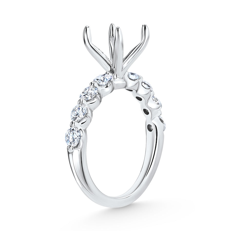 Floating 0.95 Carat Diamond 14K White Gold 1/2 Eternity Engagement Ring Setting