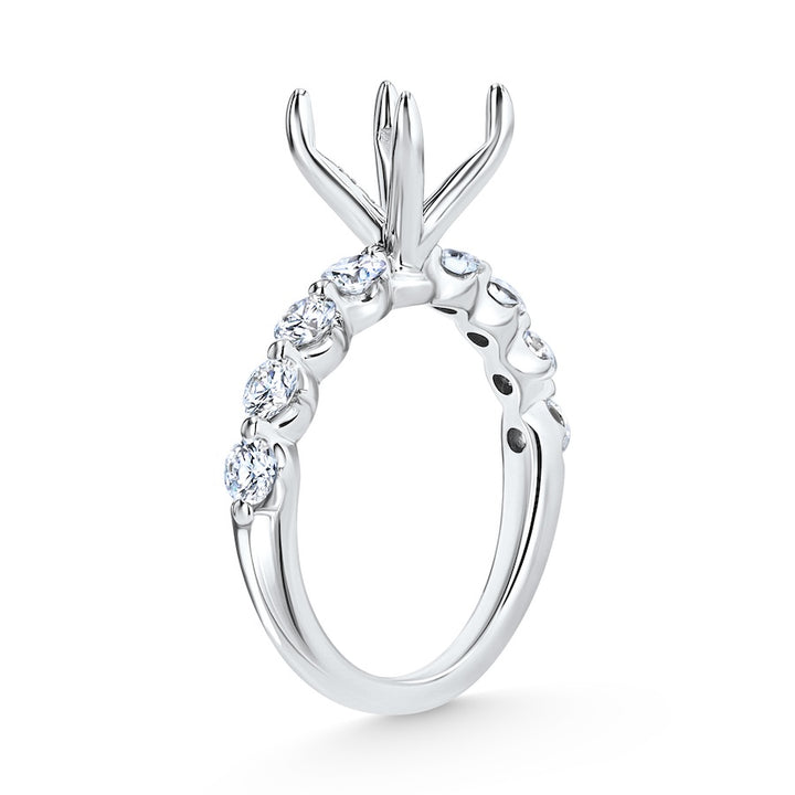 Floating 0.95 Carat Diamond 14K White Gold 1/2 Eternity Engagement Ring Setting