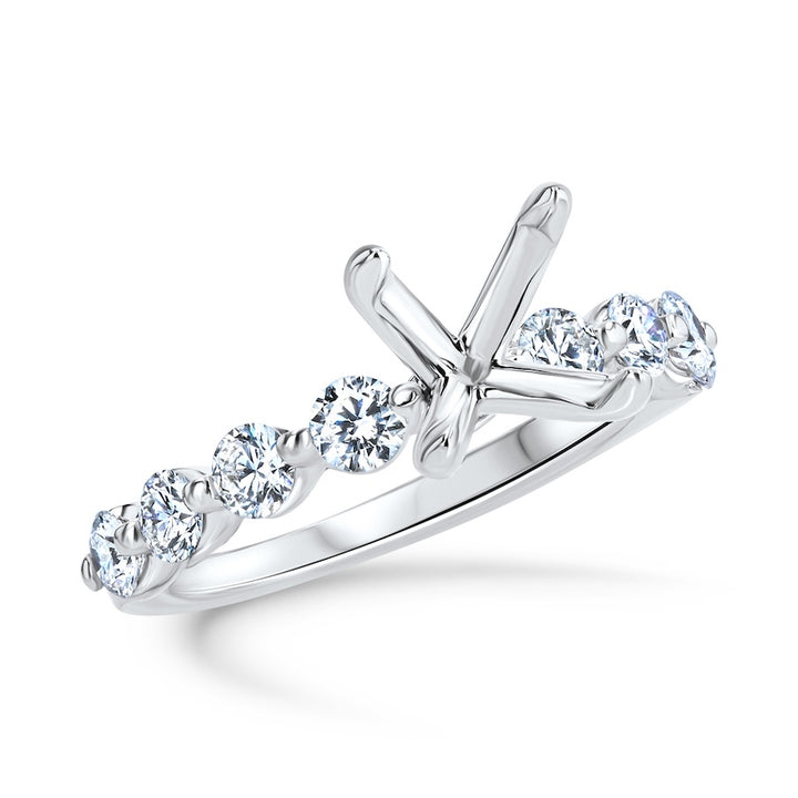 Floating 0.95 Carat Diamond 14K White Gold 1/2 Eternity Engagement Ring Setting