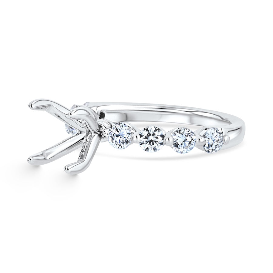 Floating 0.95 Carat Diamond 14K White Gold 1/2 Eternity Engagement Ring Setting