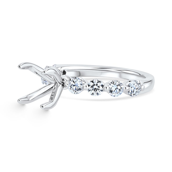 Floating 0.95 Carat Diamond 14K White Gold 1/2 Eternity Engagement Ring Setting